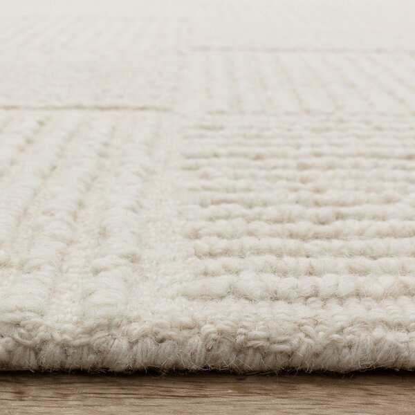 Covor fildeș țesut manual din lână 120x170 cm Zennith Grid – Asiatic Carpets
