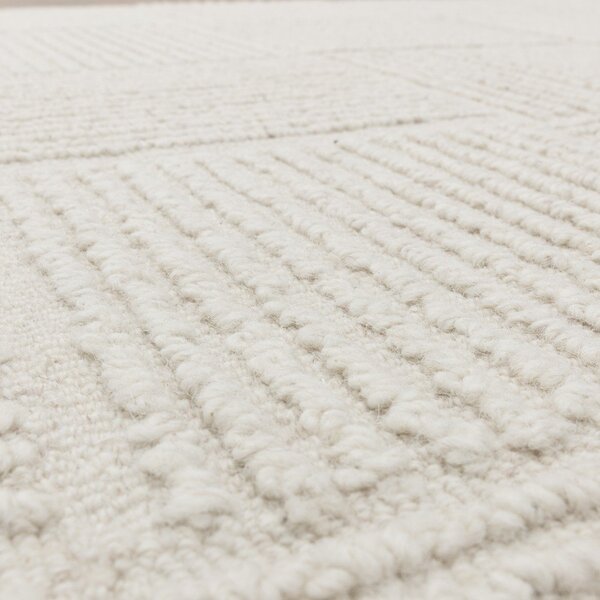 Covor fildeș țesut manual din lână 120x170 cm Zennith Grid – Asiatic Carpets