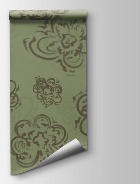 Fototapet Model cu flori pe fond verde, Fototapet flori, Fototapet populare, t00589 - Tapeko.ro