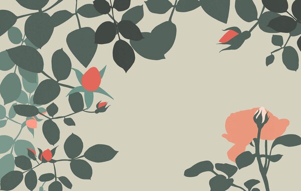Fototapet Design floral cu nuanțe vibrante, Fototapet frunze, Fototapet populare, t00600 - Tapeko.ro