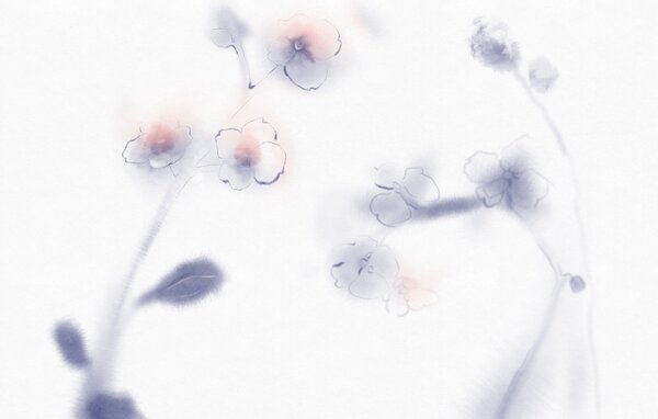 Fototapet Petale moi în acuarele delicate, Fototapet flori, Fototapet populare, t00601 - Tapeko.ro