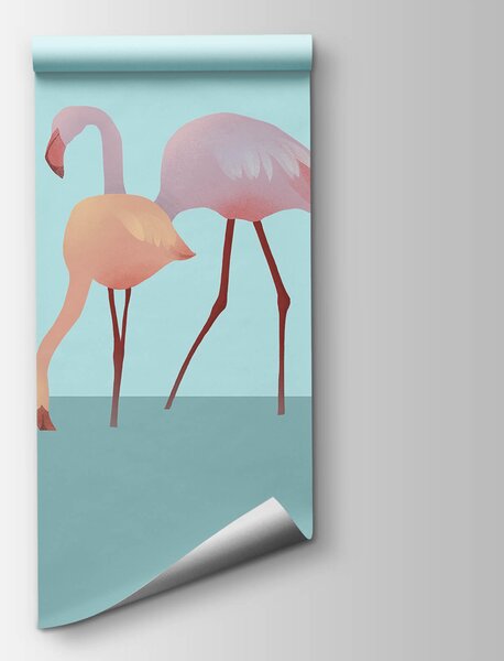 Fototapet Grup de flamingo stând în apă, Fototapet pădure, Fototapet populare, t00607 - Tapeko.ro