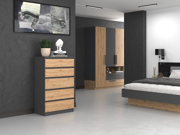 Riano MIX M5 dulap cu sertare, antracit-stejar