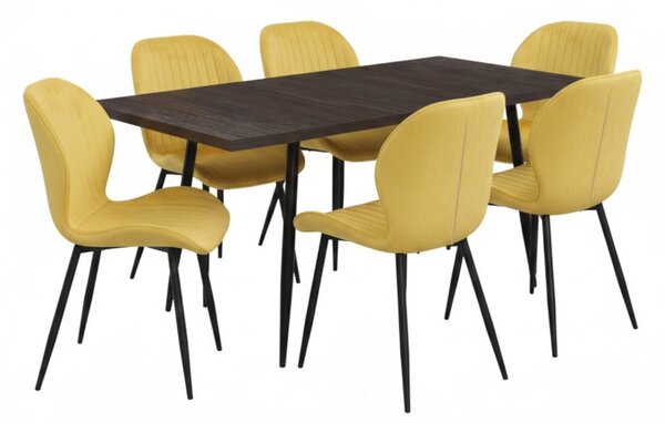 Set masă extensibilă Lisabona Wenge cu 6 Scaune Opal Galben