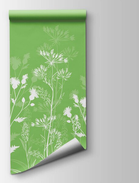 Fototapet Flori albe pe un fundal verde, Fototapet flori, Fototapet populare, t00631v1 - Tapeko.ro