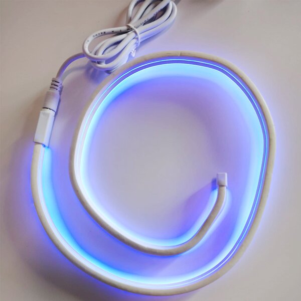 Furtun luminos LED Neon flexibil, albastru, lungime 1 metru, baterii