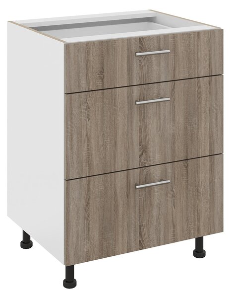 Corp haaus Karo, 3 Sertare, Stejar Sonoma Inchis/Alb, 60 x 50 x 80 cm