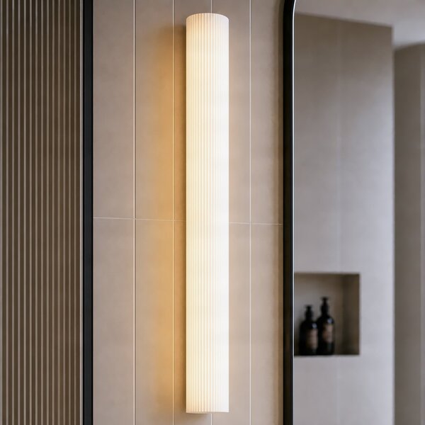 Lucande Lampa LED de perete pentru baie Victoire, 70 cm, alb/crom, CCT, Alb, Baie, Sticlă, Modern