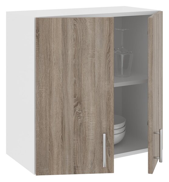 Corp haaus Karo, 2 Usi, Stejar Sonoma Inchis/Alb, 60 x 30 x 60 cm
