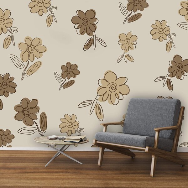 Fototapet Motiv floral pe fond bej, Fototapet flori, Fototapet populare, t00641 - Tapeko.ro