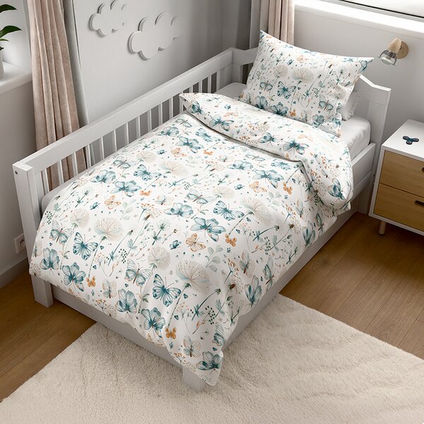 Lenjerie de pat din bumbac creponat pentru patut Renforcé ELIVINE albă Dimensiune lenjerie de pat: 45 x 65 cm | 90 x 140 cm