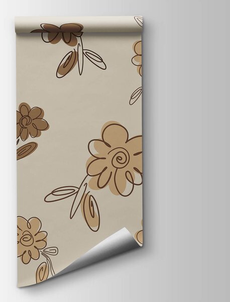 Fototapet Motiv floral pe fond bej, Fototapet flori, Fototapet populare, t00641 - Tapeko.ro