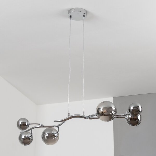 Brilagi - Lustră LED suspendată pe cablu MISTEL 6xG9/3W/230V crom negru/fumuriu
