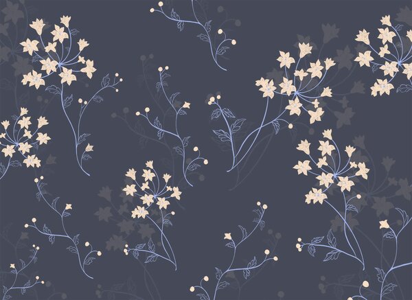 Fototapet Motiv floral pe fond întunecat, Fototapet flori, Fototapet populare, t00644 - Tapeko.ro