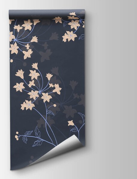 Fototapet Motiv floral pe fond întunecat, Fototapet flori, Fototapet populare, t00644 - Tapeko.ro