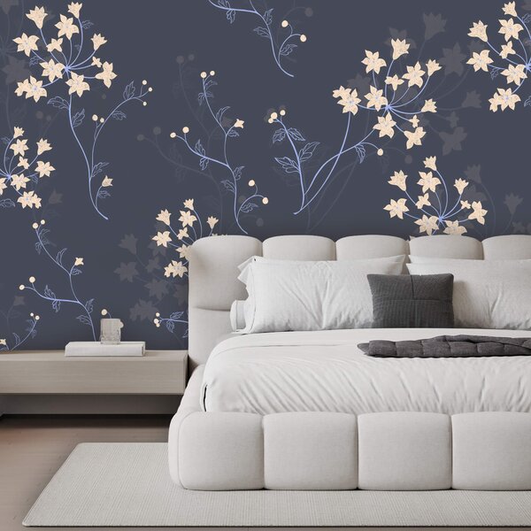 Fototapet Motiv floral pe fond întunecat, Fototapet flori, Fototapet populare, t00644 - Tapeko.ro