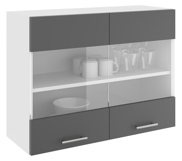 Corp haaus Karo, 2 Usi, cu sticla, Antracit/Alb, 80 x 30 x 60 cm