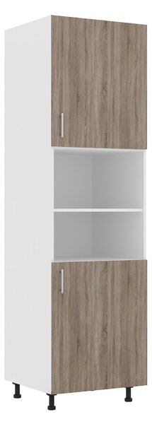 Corp haaus Karo, 2 Usi, cu spatiu cuptor, Stejar Sonoma Inchis/Alb, 60 x 57 x 210 cm