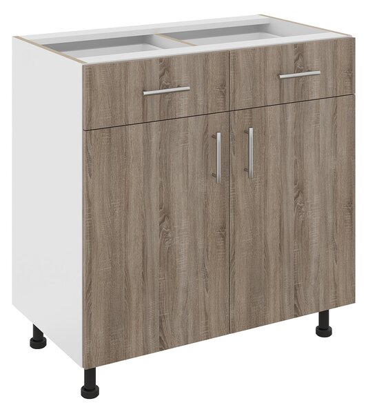 Corp haaus Karo, 2 Sertare, 2 Usi, Stejar Sonoma Inchis/Alb, 80 x 50 x 80 cm