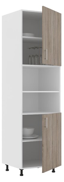 Corp haaus Karo, 2 Usi, cu spatiu cuptor, Stejar Sonoma Inchis/Alb, 60 x 57 x 210 cm