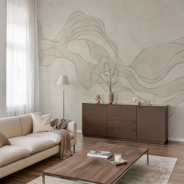 Fototapet Model ondulat alb și bej, Fototapet abstracte, Fototapet populare, t00652 - Tapeko.ro