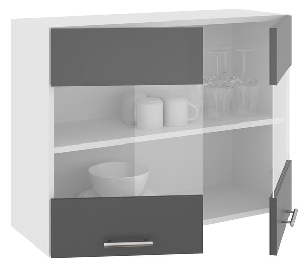 Corp haaus Karo, 2 Usi, cu sticla, Antracit/Alb, 80 x 30 x 60 cm