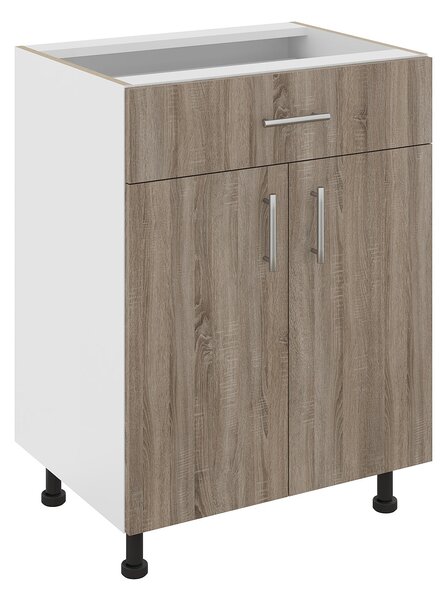 Corp haaus Karo, 1 Sertar, 2 Usi, Stejar Sonoma Inchis/Alb, 60 x 50 x 80 cm