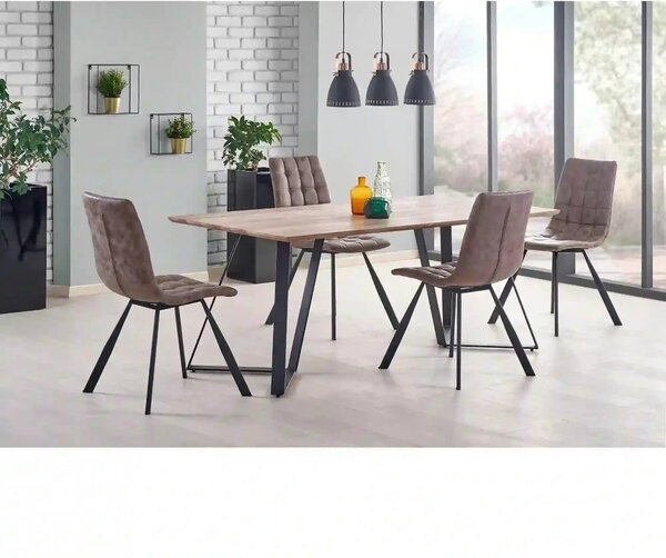 Masa CALGARY, nuc rustic/negru, 180x90x76 cm