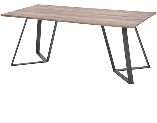 Masa CALGARY, nuc rustic/negru, 180x90x76 cm
