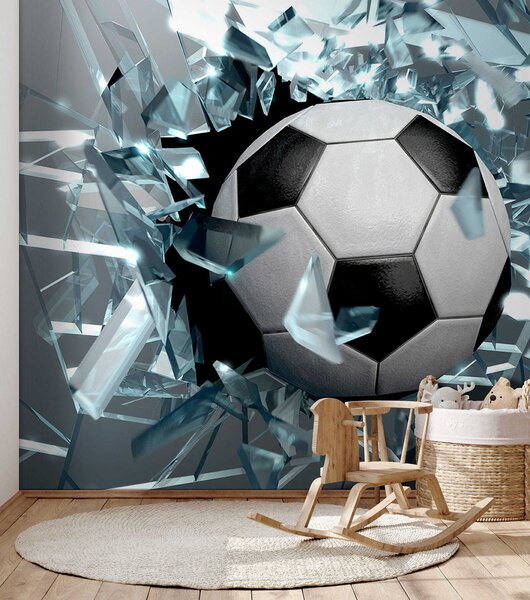 Fototapet Mingea de fotbal de rupere prin sticlă, Fototapet copii, Fototapet populare, u64581 - Tapeko.ro