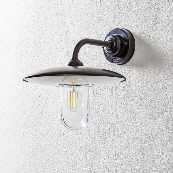 Moretti Luce Aplică exterior Golfo alamă brunată, sticlă clară, reglabil, Bronz / Alamă Veche, Metal, Casă de țară / Rustic