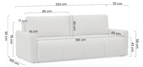 Canapea extensibilă pentru dormit Velaro - țesătură maro Vela 28