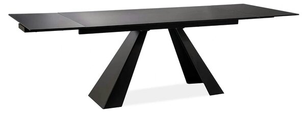Masa moderna dining SALVADORE, negru mat, metal/sticla securizata, 160
