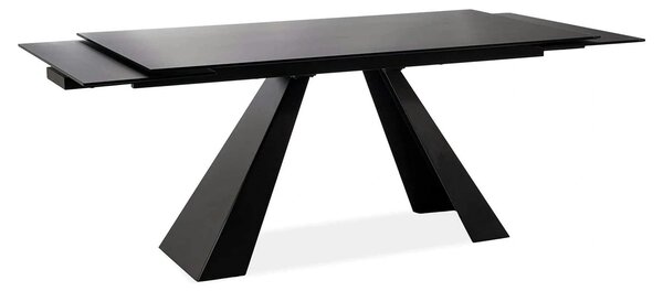 Masa moderna dining SALVADORE, negru mat, metal/sticla securizata, 160