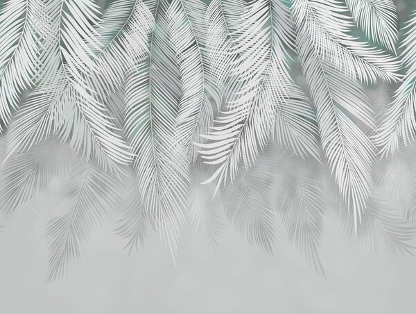 Tapet Frunze tropicale cu umbre de mentă, Fototapet pădure, Fototapet Tropics, u48556v3 : Uwalls.ro