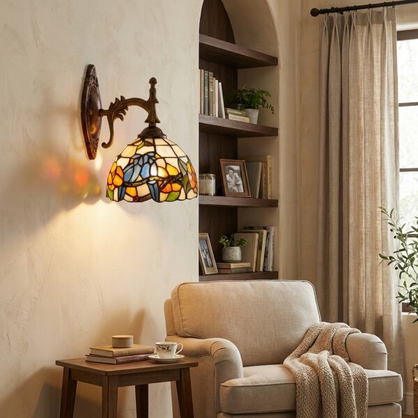 Brilagi - Lampă de perete Tiffany din vitralii JUNGLE 1xE14/40W/230V