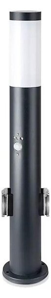 Lampă de exterior cu senzor + 2 prize 1xE27/60W/230V IP44 60cm neagră