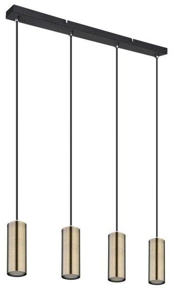 Lustră pe cablu ROBBY 4xGU10/35W/230V neagră/alamă Globo 57911-4HM
