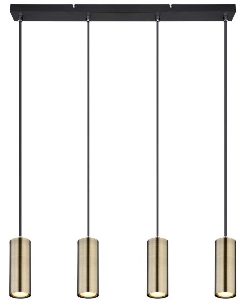 Lustră pe cablu ROBBY 4xGU10/35W/230V neagră/alamă Globo 57911-4HM