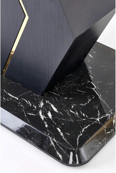 Masa extensibila VINCENZO, alb/negru/auriu, 160/200x90x77 cm