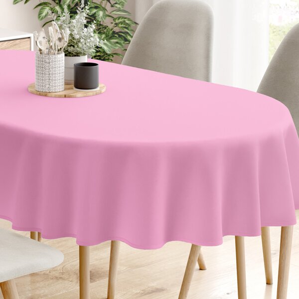 Goldea față de masă din bumbac roz - ovale 120 x 200 cm