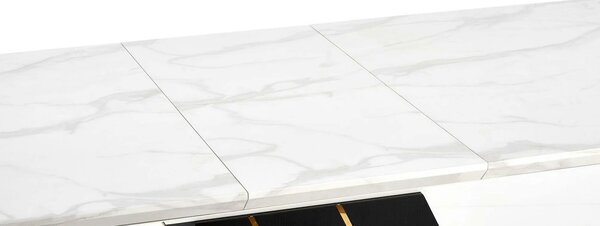 Masa extensibila VINCENZO, alb/negru/auriu, 160/200x90x77 cm