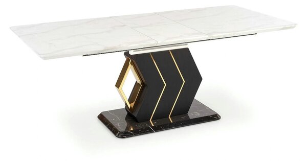 Masa extensibila VINCENZO, alb/negru/auriu, 160/200x90x77 cm