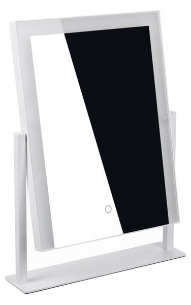 Oglinda cosmetica cu LED, 12 spoturi in 3 culori lumina, suport masa, 30x41 cm
