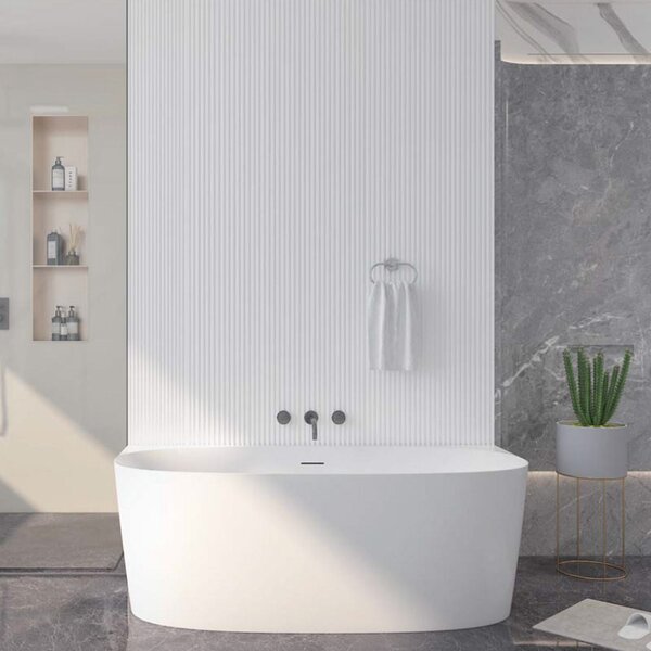 Cadă freestanding, Florida, Beatrice Slim 170, semi-ovala, cu instalație completă, alb