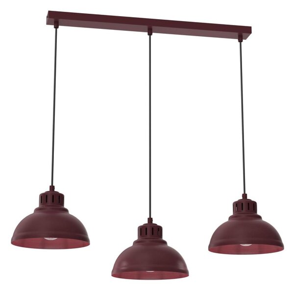 Lustră suspendată cu cablu SVEN 3xE27/15W/230V burgundiu