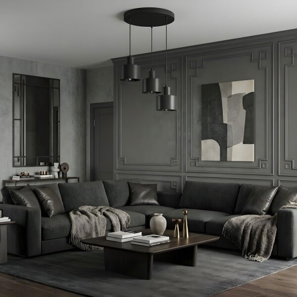 Lustră suspendată pe cablu PARKLA 3xE27/15W/230V neagră