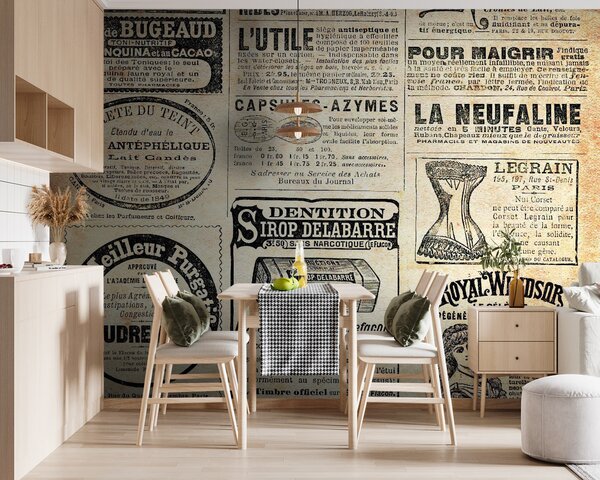 Tapet Ziar, publicație e font, Fototapet în stil francez, u56680 : Uwalls.ro