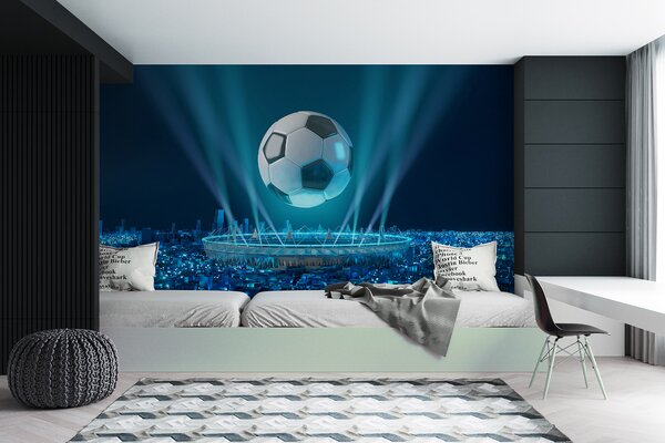 Fototapet Mingea de fotbal deasupra unui stadion, Fototapet copii, Fototapet populare, u72793 - Tapeko.ro