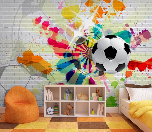Fototapet Minge de fotbal colorată în mișcare dinamică, Fototapet designer, Fototapet populare, u72798 - Tapeko.ro